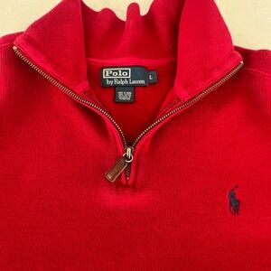 Polo by Ralph Lauren Men's Zip-Up Red Sweater